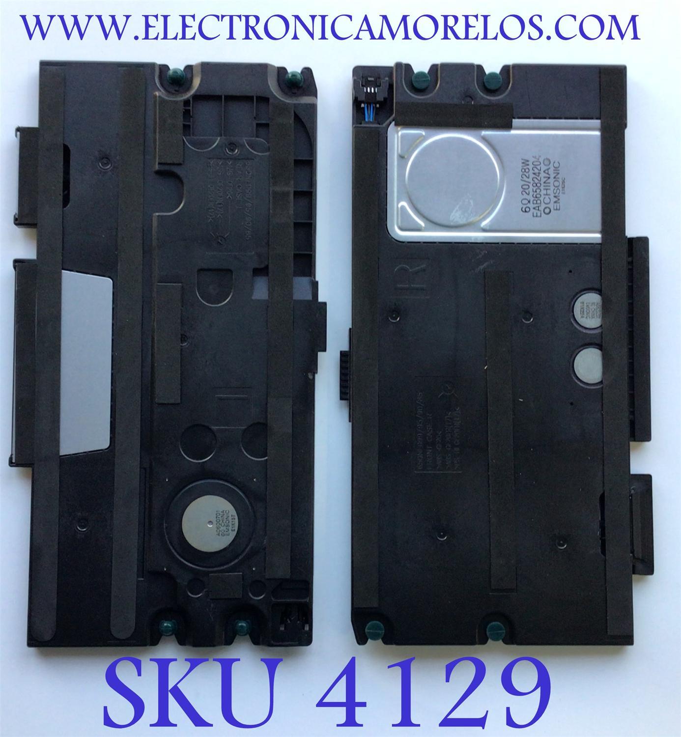 KIT DE BOCINAS PATRA TV LG ( 2 PZ ) NUMERO DE PARTE EAB65824203 / EAB65824204 / 6Ω 20 / 28W / PANEL HC650MQB-ABDA1-2141